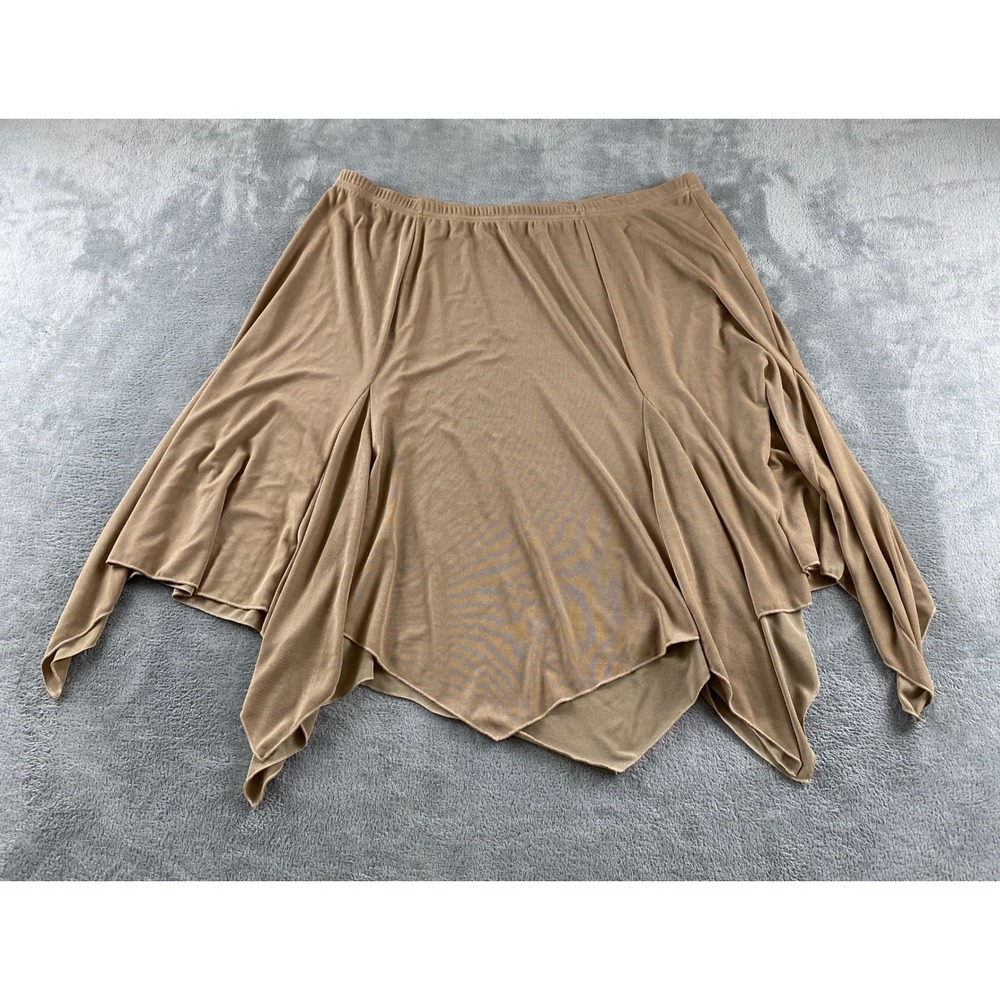 Carolyn Strauss Tan Handkerchief Hem Skirt Plus‎ 3X Petite Shimmer Sharkbite USA